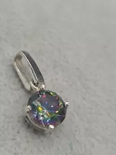 BEAUTIFUL Solitaire Pendant Round Tanzanite CZ? 925 Sterling Silver