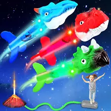 Dinosaur Rocket Launcher for Kids,Fun Kids Outdoor Toys 3 LED Colorful Dinosaur