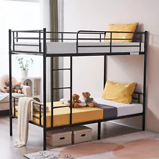 Twin Over Twin Bunk Bed for Kids Adult Children Home Furniture Iron-Framed Black