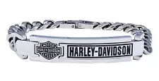 Harley-Davidson Men's Small Curb Link Bar & Shield Bracelet - Stainless Steel