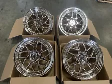 19x9.5 +22 Aodhan DS01 5x120 Vacuum Chrome w/ Gold Rivets Wheels (Used Set)