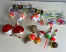 Lot of 18 Fishing Floats Bobbers - Cork Styrofoam Plastic