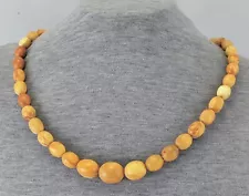 21" Vintage Baltic Egg Yolk Amber Bead Necklace 27.69 Grams