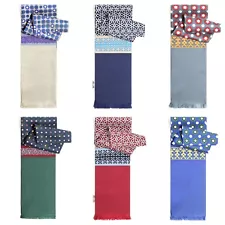 100% mulberry silk men's double-sided tassel printed formal Rectangle scarf