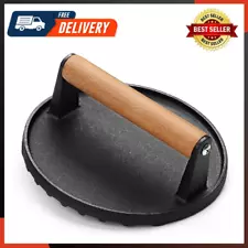 Burger Press, 7" round Heavy-Duty Cast Iron Smash Bacon Press Meat Steak