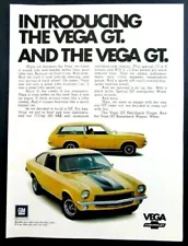 1971 Chevy Vega GT Chevrolet Yellow Black Original Print Ad