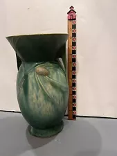 Gorgeous Early Roseville Green Pinecone Matt Glaze Futura Vase 433-10