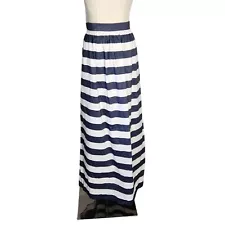 Banana Republic Blue White Awning Striped Linen Patio Maxi Skirt Women's Size 2