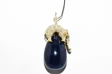 $29,000 18K 56.57CT AIGS NATURAL NO HEAT SAPPHIRE & LAB GROWN DIAMOND PENDANT