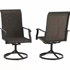 Set of 2 Wicker Swivel Patio Chairs Outdoor Dining Chairs Rattan Bistro Chairs