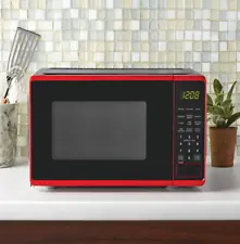 0.7 Cu Ft Compact Countertop Microwave Oven Red 700W Power LED Display
