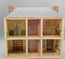 Vintage 1/4 Scale 6-Room Wooden Doll House Dollhouse 1:48