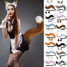 Faux Fur Cat Ear and Wolf Fox Tail Set Adult Claw Glove Kit for Anime Cosplay US