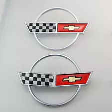 for 84-90 Corvette C4 Front Nose and Rear Gas Lid Emblem Badge Chrome Red-2pcs