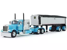 Peterbilt 379 with 60" Vintage Sleeper and MAC Coal End Dump Trailer Cyan Blue