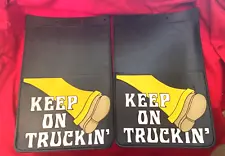 NEW! ORIG.-Vintage 1970s-KEEP ON TRUCKIN' Mud Flaps POLYURETHANE RUBBER 12"x18"