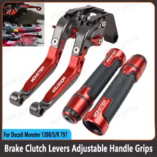 For Ducati Monster 1200/S/R 797 821 796 Folding Brake Clutch Lever Handle Grip (For: Ducati Monster 1200 R)