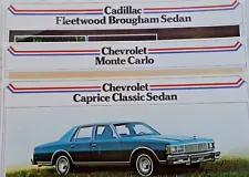 Chevrolet Caprice Classic Sedan Monte Carlo Cadillac Fleetwood Sales Brochures