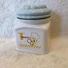 Warner Bros Looney Tunes Tweety Mister Donut 4” Ceramic Jar “Not For Sale” RARE