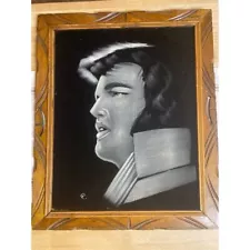 Vintage Velvet Elvis Presley Painting Signed 1970s Framed OOAK 24"x18”Apx