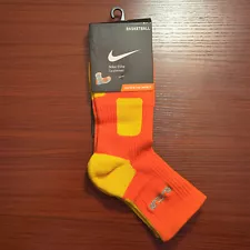 LeBron James Original Nike Elite Socks Quarter Cut Size Large Orange/Yellow