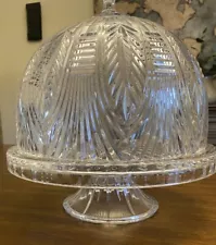 Heavy Cut Crystal Pedestal Cake Stand With Dome Lid 4 In 1 SHANNON