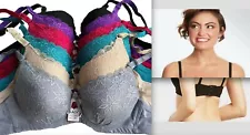 Lot 6 Bras #99996 Sexy Push Up Bras Lacy Multi-Color Underwire B C Cup