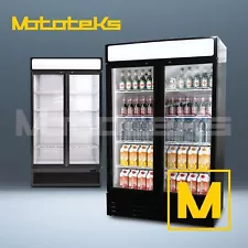 2 DOOR COMMERCIAL REFRIGERATOR GLASS COOLER MERCHANDISE 56 CUBIC Ft 48'' WIDE