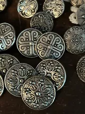 Vintage Pewter Buttons! NOS Norwegian Tinn-Per And Nor Knapp. LOT SALE