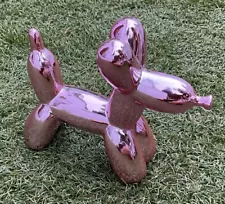 Pink Metallic Balloon Dog Figurine Art Statue 7” Tall