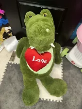 3 Ft Sitting Plush alligator Holding Red Plush love heart cute large