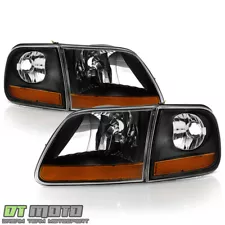 1997-2003 Ford F150 Black Harley Davidson Style Headlights w/Corner Left+Right (For: 2001 F-150)