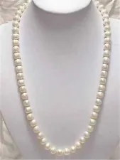 Real Natural 7-8mm White Freshwater Cultured Pearl Beads Necklace