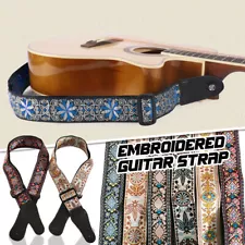 Embroidered Guitar Strap Adjustable Vintage Woven Bass Electric Acoustic Guitars