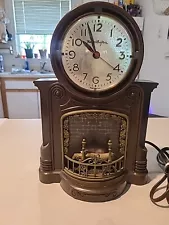 MasterCrafters Clock Vintage Mantel Fireplace Lighted Log Roll