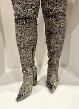 Renaissance In The Details Embroidered Boots Size 7 Grey Beautiful Design!