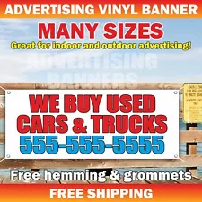 WE BUY USED CARS TRUCKS Advertising Banner Vinyl Mesh Sign auto trailer service