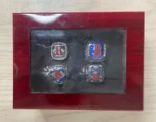 Boston Red Sox - 4 World Series Ring Set With Wooden Display Box (New)