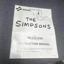 Konami THE SIMPSONS Arcade Video Game Manual - good used original