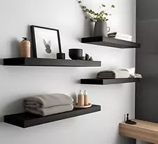 Black Set of 4, Rustic Farmhouse Floating Shelves for Wall Decor Storag SALE