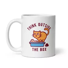 Think Outside The Box Mug Funny Kitty Litter Kitten Poop Joke Cup