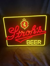 NEW OLD STOCK STROH’S BEER LIGHT UP SIGN FAUX NEON