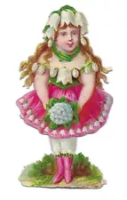 1888 Chromo de Coupis FRENCH FLOWER FAIRY NO.6 Antique Die-cut Scrap, 2.5"