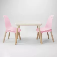 3pc Kid Century Modern Table and Chair Set Pink - B. Spaces