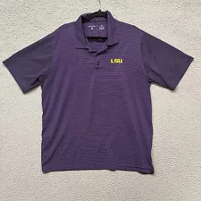 LSU Shirt Mens XL Purple Striped Antigua Polo NCAA SEC Louisiana Tigers