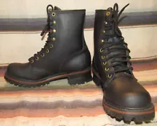 Mens Vintage Walker Lace Up Black Leather Hiking Boots 8 D Lady 9.5 M NEW in Box