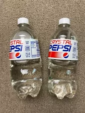 Crystal Pepsi Soda Lot (2) 2016 Release Clear "Empty" Caved in