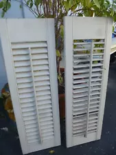 Vintage WOOD SHUTTERS 7 Pieces Salvage Architectural Painted White 27 1/2 x 9