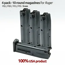 4 Magazines for Ruger P85,89,94,95 10 Round Blue 9MM