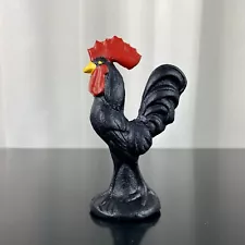 Vintage Mountable Cast Iron Rooster Chicken, Hand-Painted Barn Hardware, NOS New